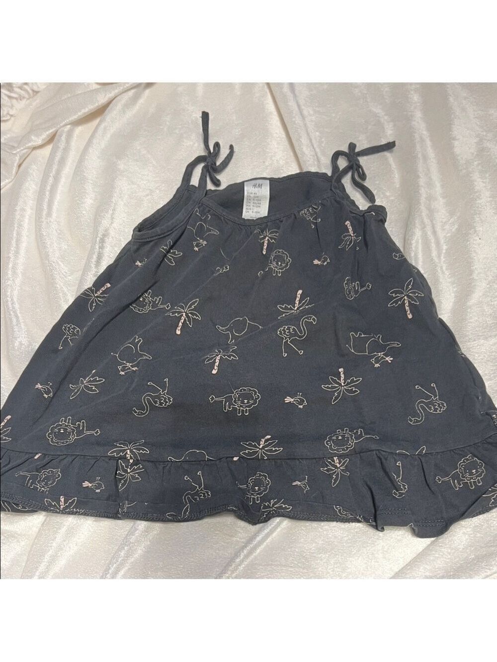 H&M Kids Casual Dress - Black with Peach Animal Pattern 12 Months